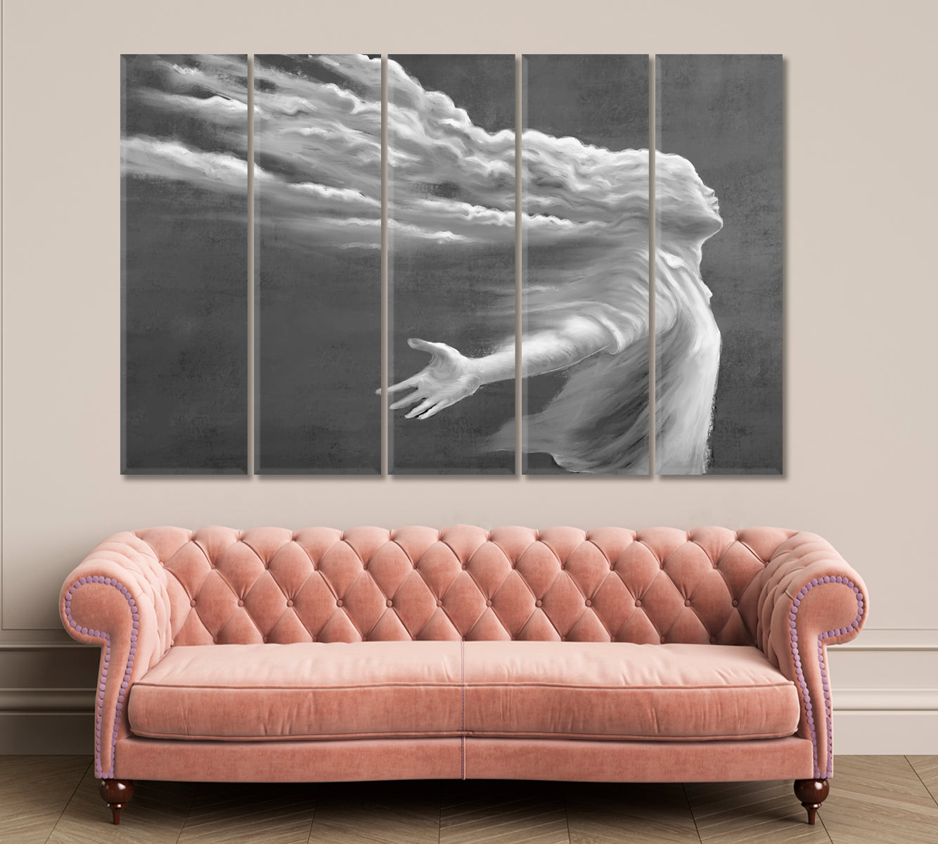 TOWARD THE WIND Spiritual Freedom Dream Happiness Concept Surreal Art Surreal Fantasy Large Art Print Décor Artesty 5 panels 36" x 24" 