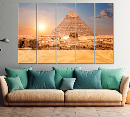 Sphinx Pyramid of Chephren Egypt Famous Landmarks Famous Landmarks Artwork Print Artesty 5 panels 36" x 24" 