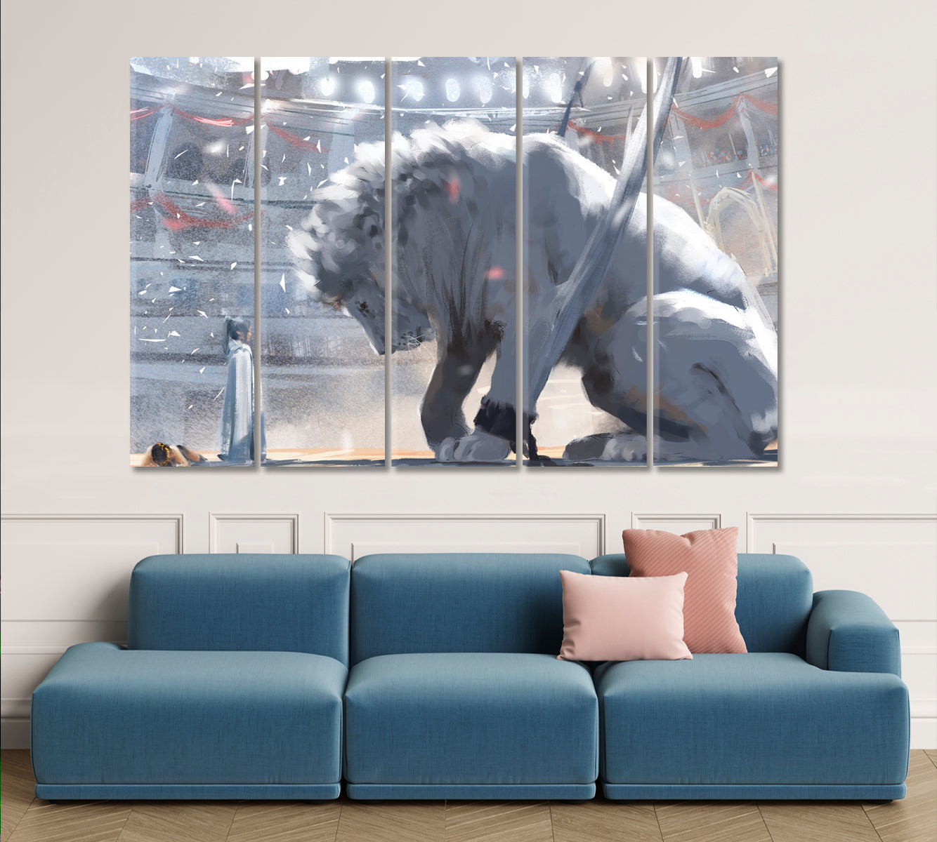 Mia And The White Lion Surreal Fantasy Large Art Print Décor Artesty 5 panels 36" x 24" 