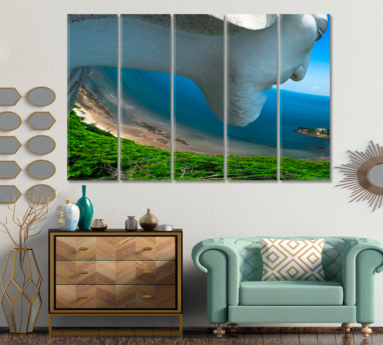 ABOVE Jesus Christ Vung Tau Vietnam Stunning Art Religious Modern Art Artesty 5 panels 36" x 24" 