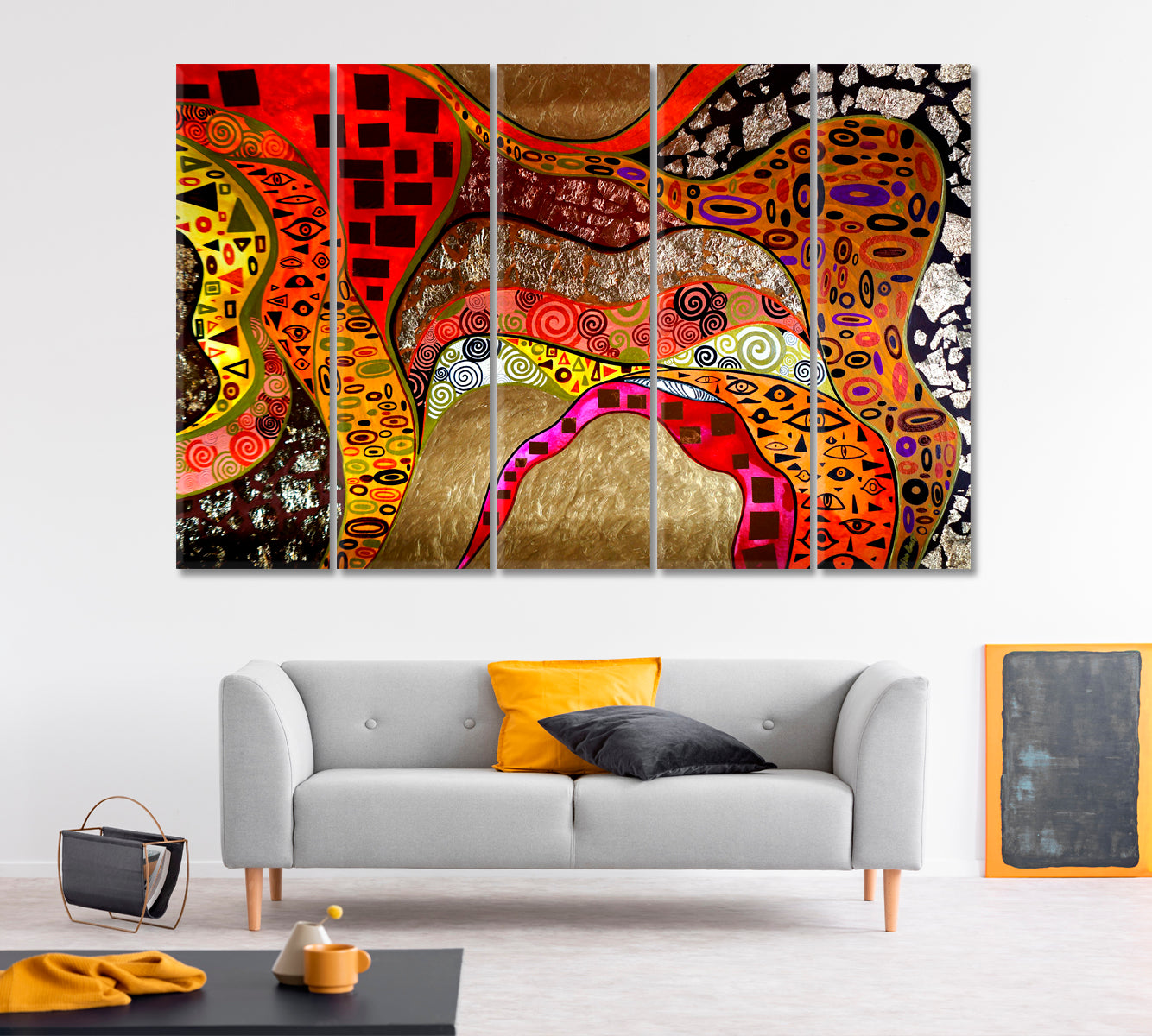 TRIPPY Psychedelic Visual Abstract Vivid Shapes Abstract Art Print Artesty 5 panels 36" x 24" 