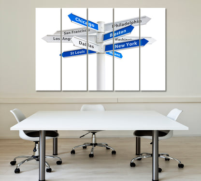 Major US Cities Crossroads Sign Canvas Print Cities Wall Art Artesty   