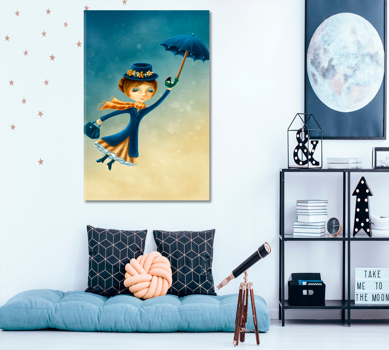 Mary Poppins Returns Fantasy Kids Room Concept Canvas Print - Vertical Kids Room Canvas Art Print Artesty   