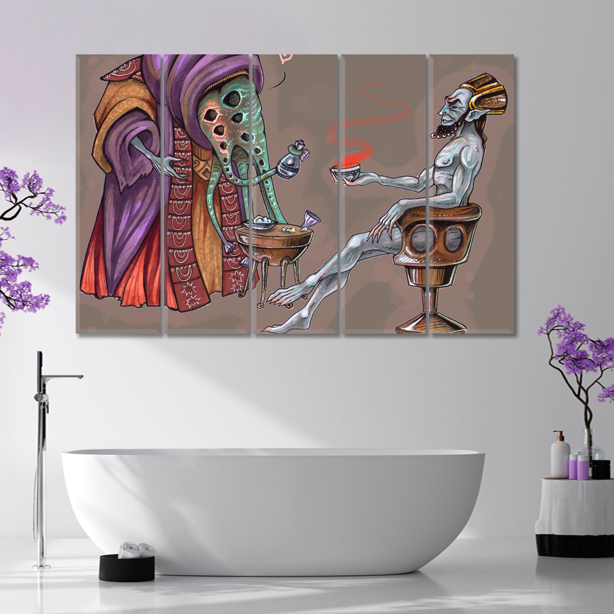 SPA BEAUTY SALON BAR CONCEPT Ancient Dagoth Brandy Abstract Spa, Zen Wall Canvas Art Artesty   