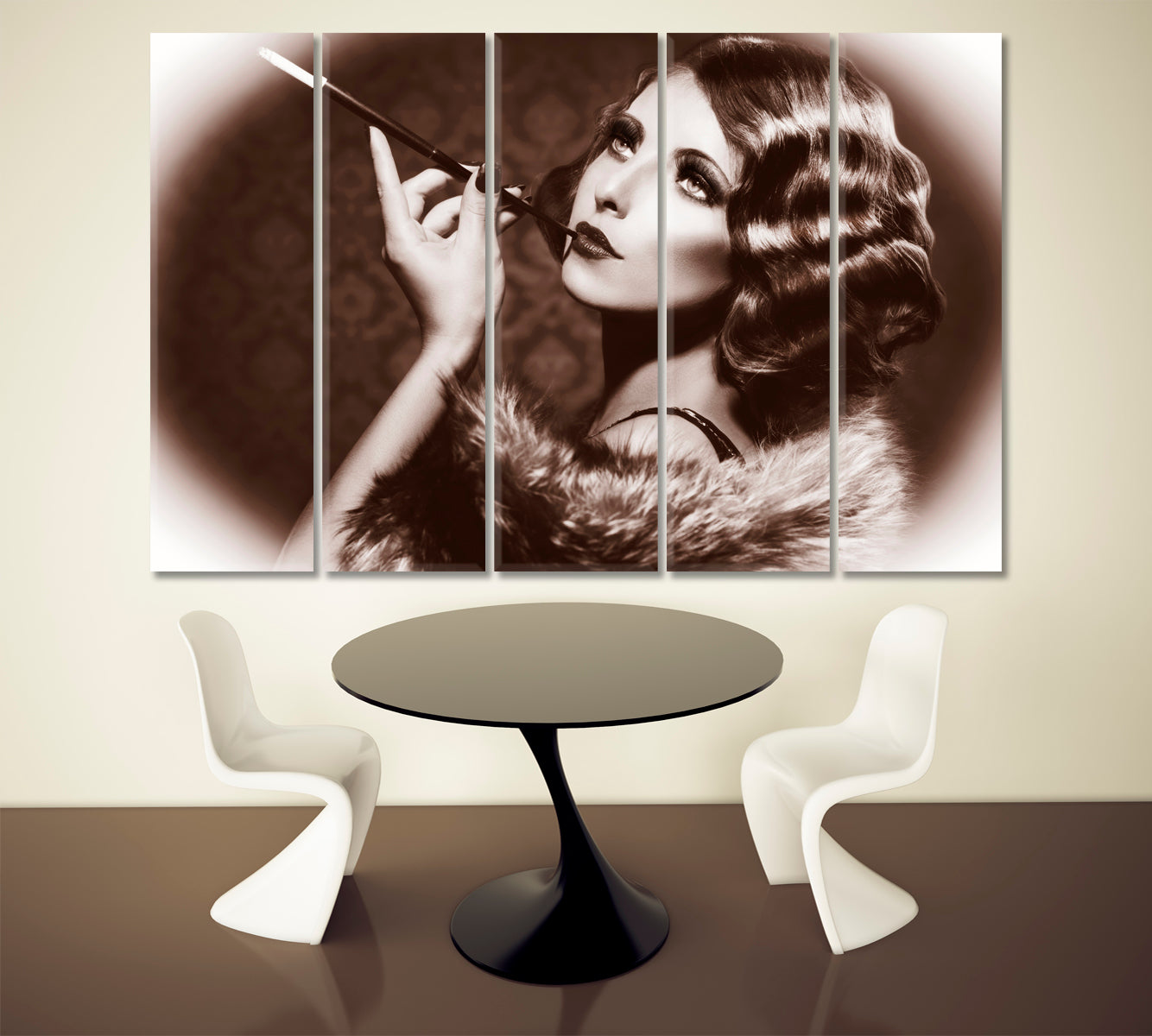 Glamorous Retro Diva Vintage Style Vintage Affordable Canvas Print Artesty 5 panels 36" x 24" 