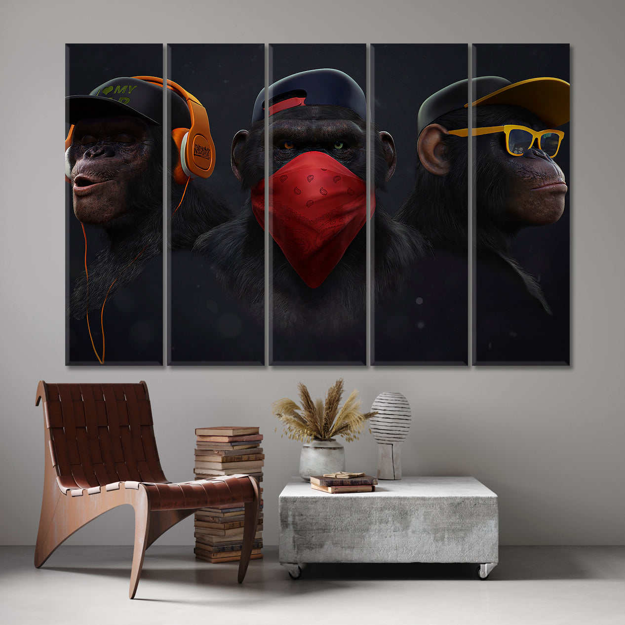 Three Wise Monkeys See No Evil Hear No Evil Speaks no Evil Animals Canvas Print Artesty   