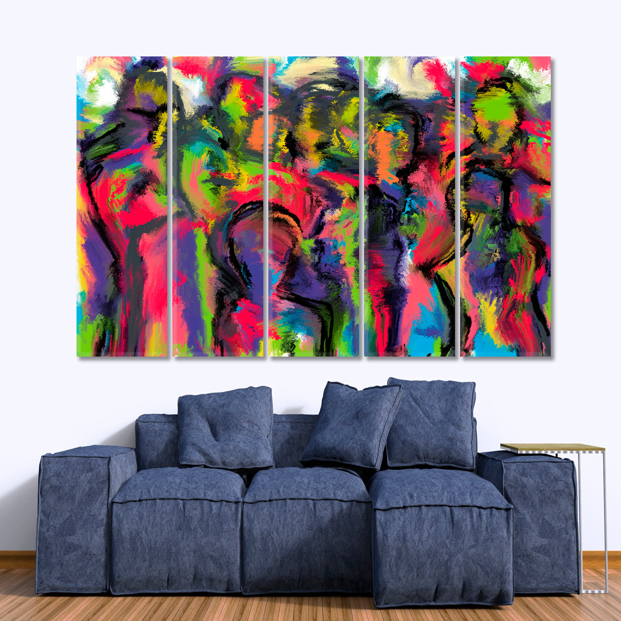 MEETING PEOPLE Modern Abstract Colorful Painting Abstract Art Print Artesty 5 panels 36" x 24" 