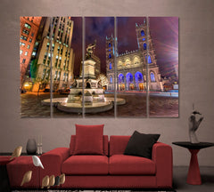 PLACE D'ARMES Montreal Notre-Dame Basilica Quebec Canada Photo Canvas Print Cities Wall Art Artesty   