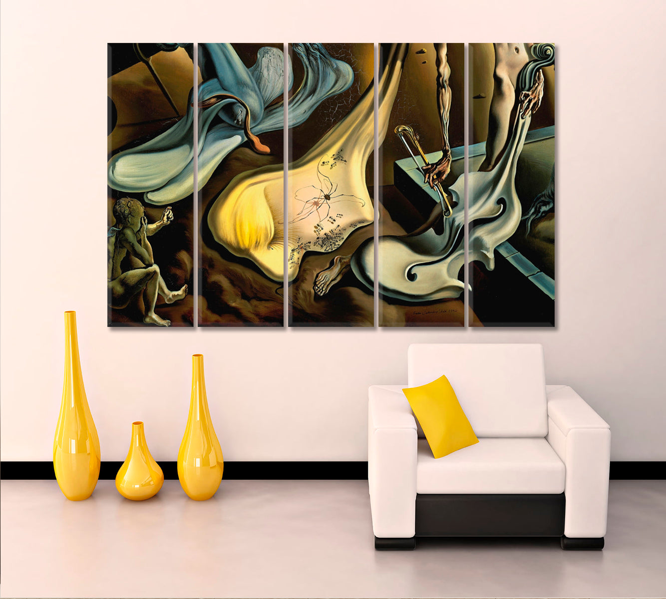 Inspirid by Salvador Dali Surreal Abstract Modern Artwork Surreal Fantasy Large Art Print Décor Artesty 5 panels 36" x 24" 
