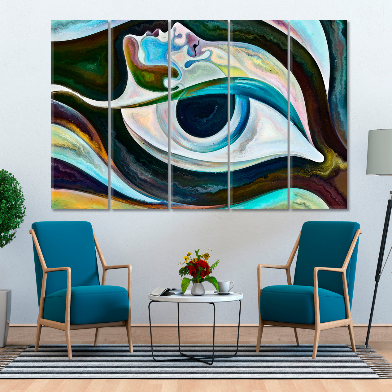 EVIL EYE DEFENSE Home Protection Modern Healing Spiritual Art Talisman Abstract Art Print Artesty 5 panels 36" x 24" 