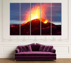 Huge Eruption Active Volcanoes Scenery Landscape Fine Art Print Artesty 5 panels 36" x 24" 
