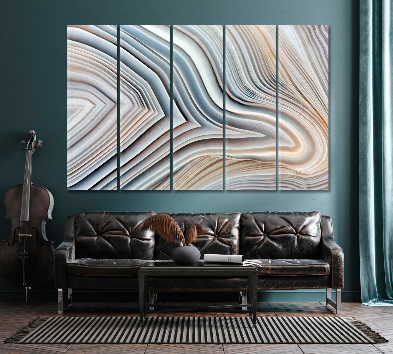 MARBLE ABSTRACT NATURALISM Amazing Agate Banded Crystal Fluid Art, Oriental Marbling Canvas Print Artesty   