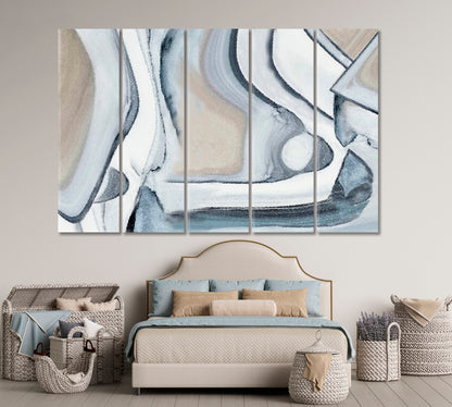 Beige White Blue Soft Tones Figurative Geometric Modern Abstract Art Contemporary Art Artesty   