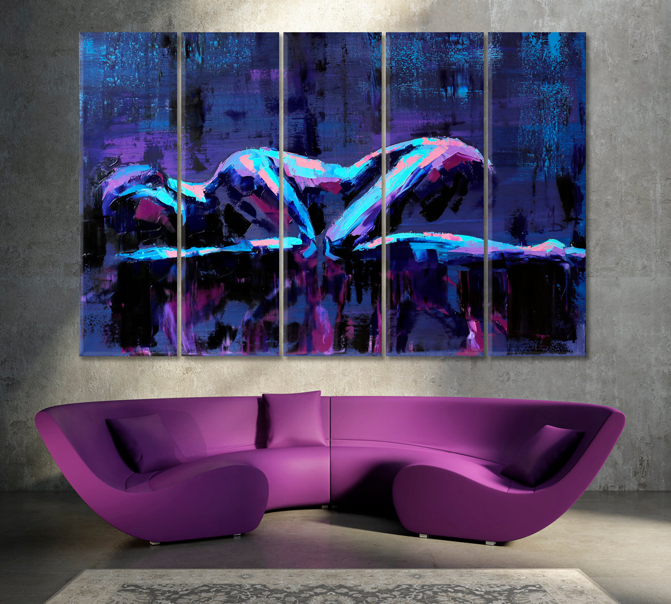 MOUNTAINS Lying Girl Body Shape Conceptual Abstract Painting Contemporary Art Artesty   