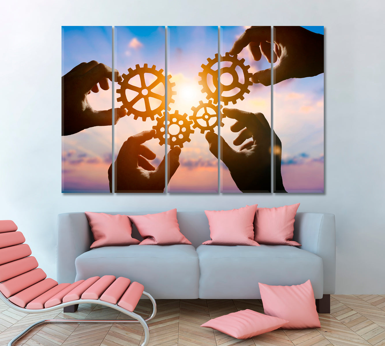 PART OF THE WHOLE Gear Wheels Solar Rays Business Concept Poster Office Wall Art Canvas Print Artesty   