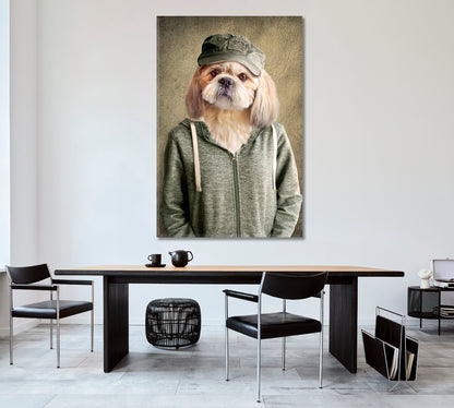 DOG HIPSTER Man with Animal Head Poster Office Wall Art Canvas Print Artesty   