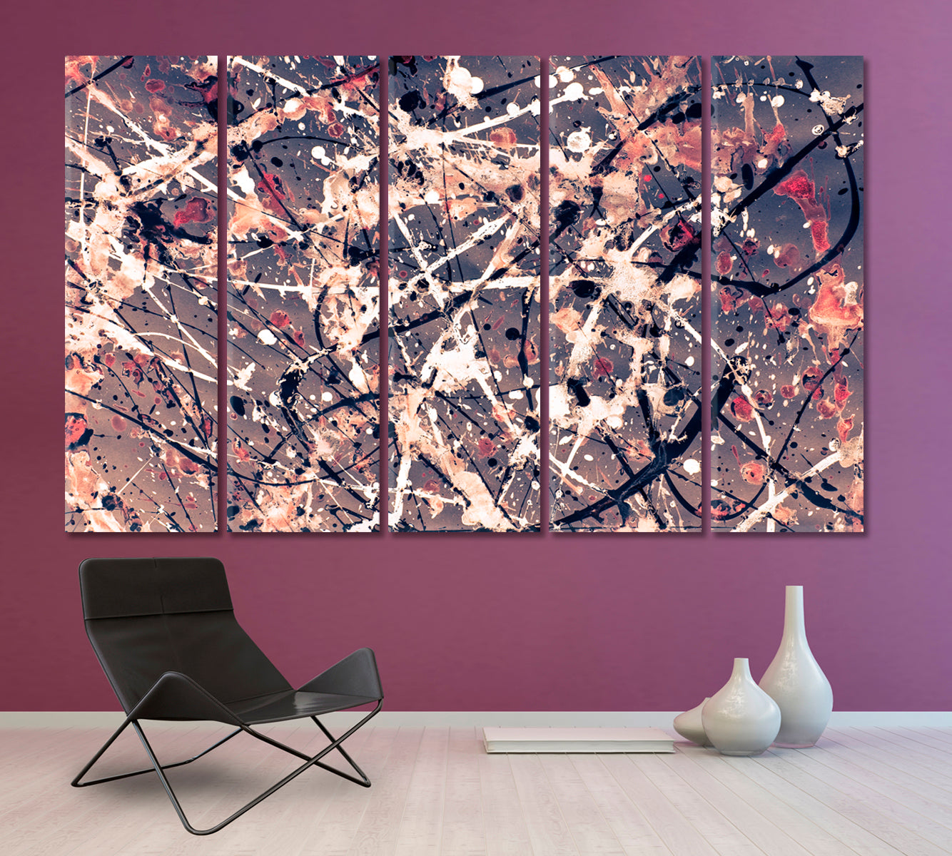 Style of Jackson Pollock Drip Art Abstract Expressionism Pattern Abstract Art Print Artesty 5 panels 36" x 24" 