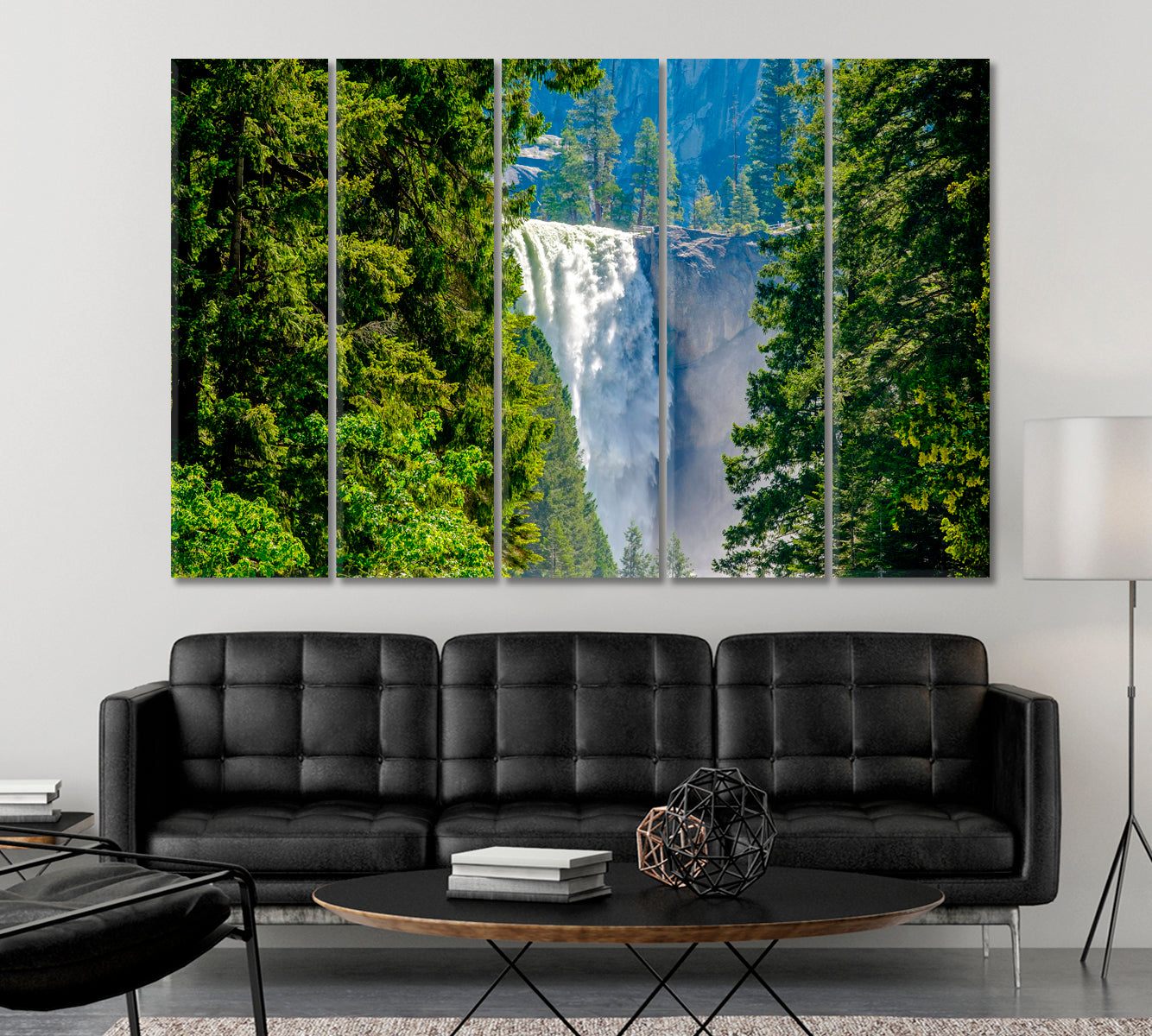 WATERFALL Vernal Falls Yosemite National Park California USA Nature Wall Canvas Print Artesty 5 panels 36" x 24" 