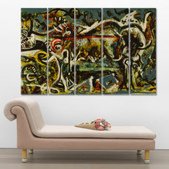 ABSTRACT WOLF Pollock Motives Fine Art Artesty 5 panels 36" x 24" 