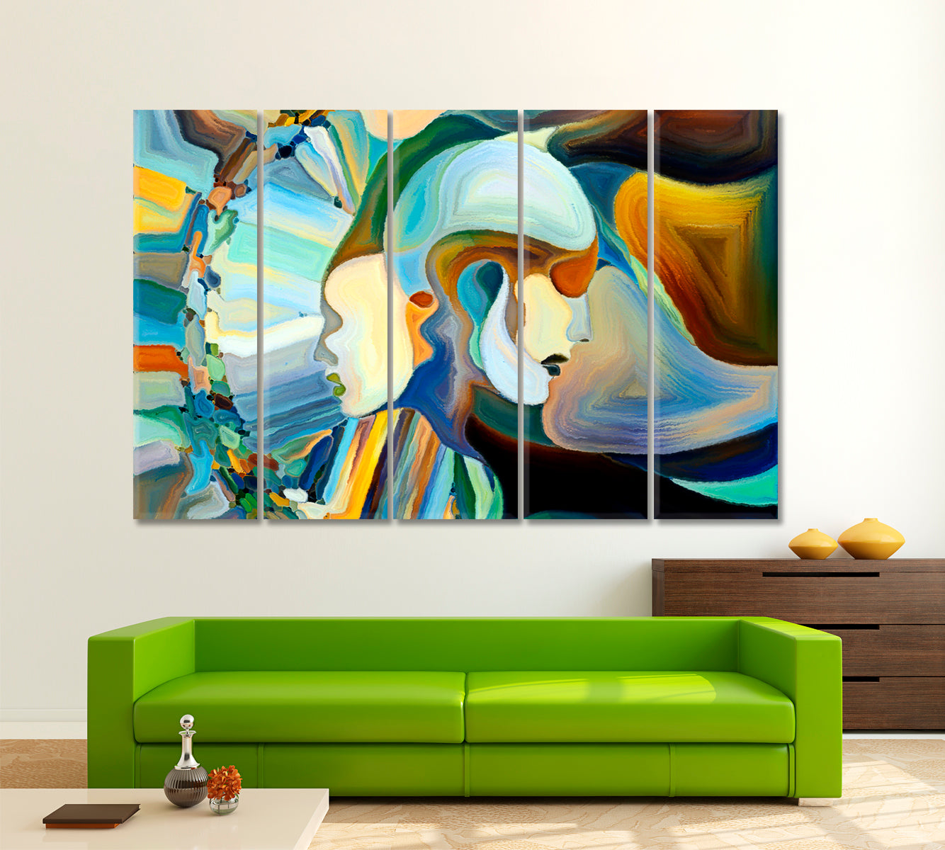 Life Inside Colorful Palette Consciousness Art Artesty 5 panels 36" x 24" 