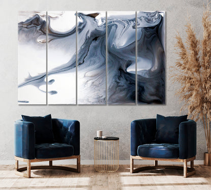 Abstract Gray Flow Clouds Painting Fluid Art, Oriental Marbling Canvas Print Artesty   