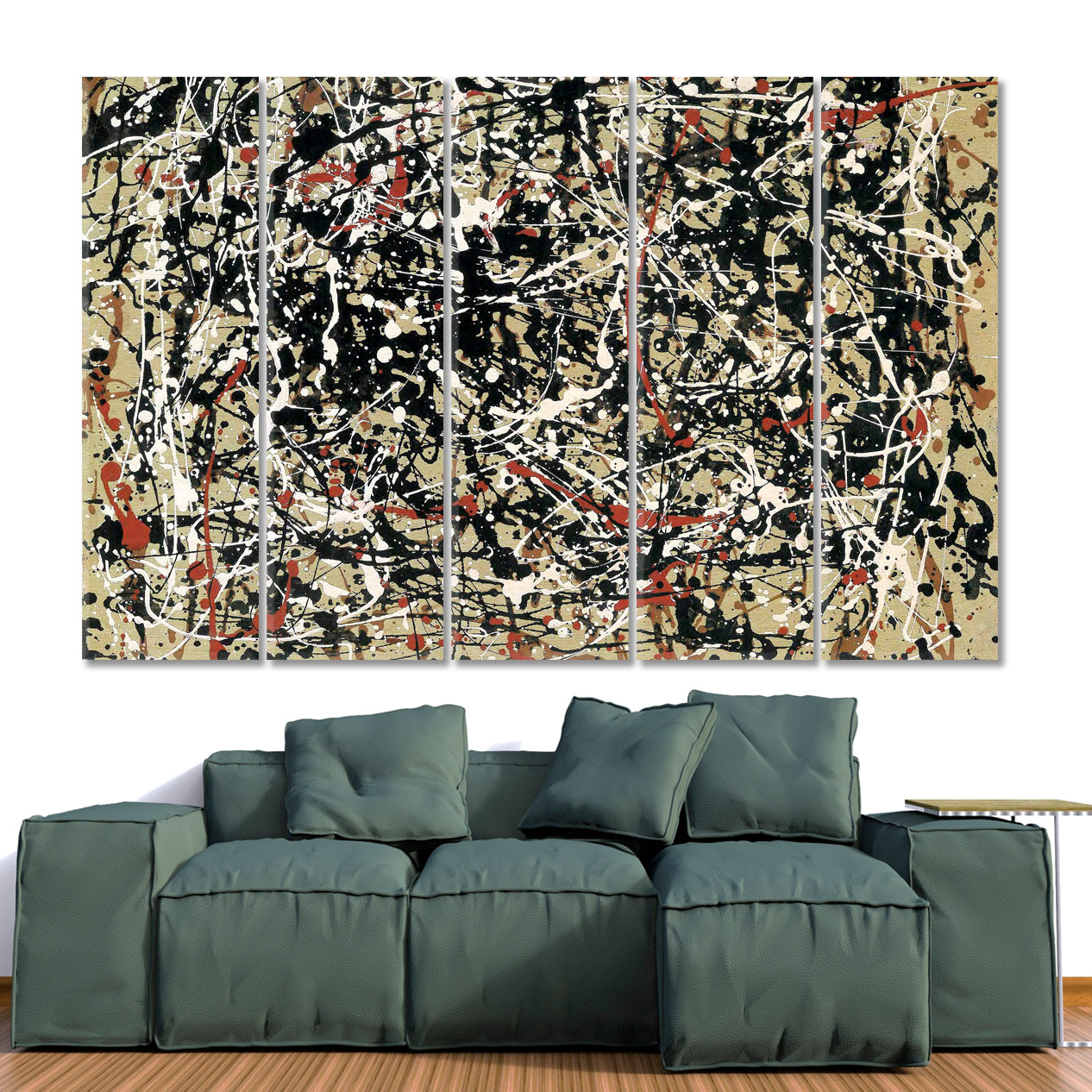 COLORFUL CENTERPIECES Jackson Pollock Style Drip Painting Abstract Art Print Artesty 5 panels 36" x 24" 
