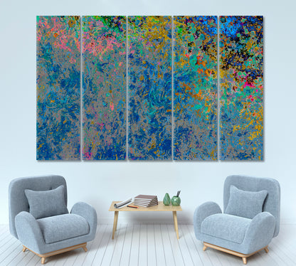 Vivid Traditional Ottoman Turkish Abstract Marbling Art Poster Fluid Art, Oriental Marbling Canvas Print Artesty 5 panels 36" x 24" 