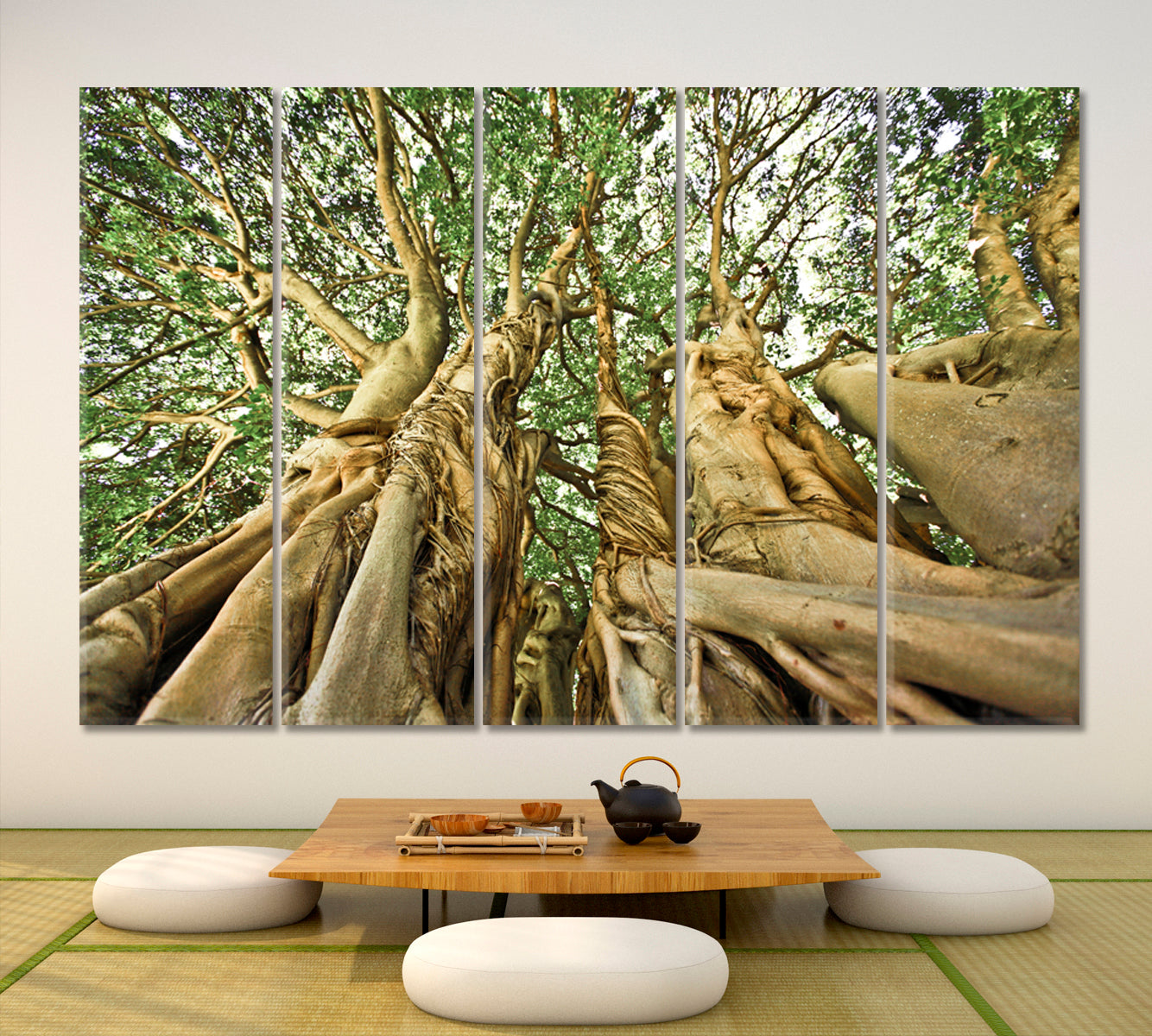 UNIQUE TREE FORMATION Giant Old Tree Africa Forest Huge Baobab Nature Wall Canvas Print Artesty 5 panels 36" x 24" 