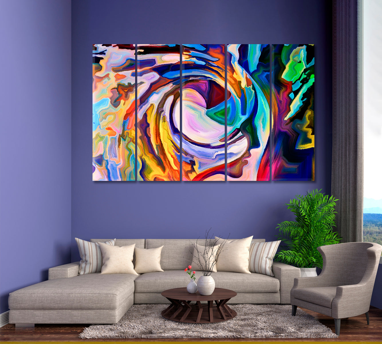 Colors Inside Of Us Abstract Art Print Artesty 5 panels 36" x 24" 