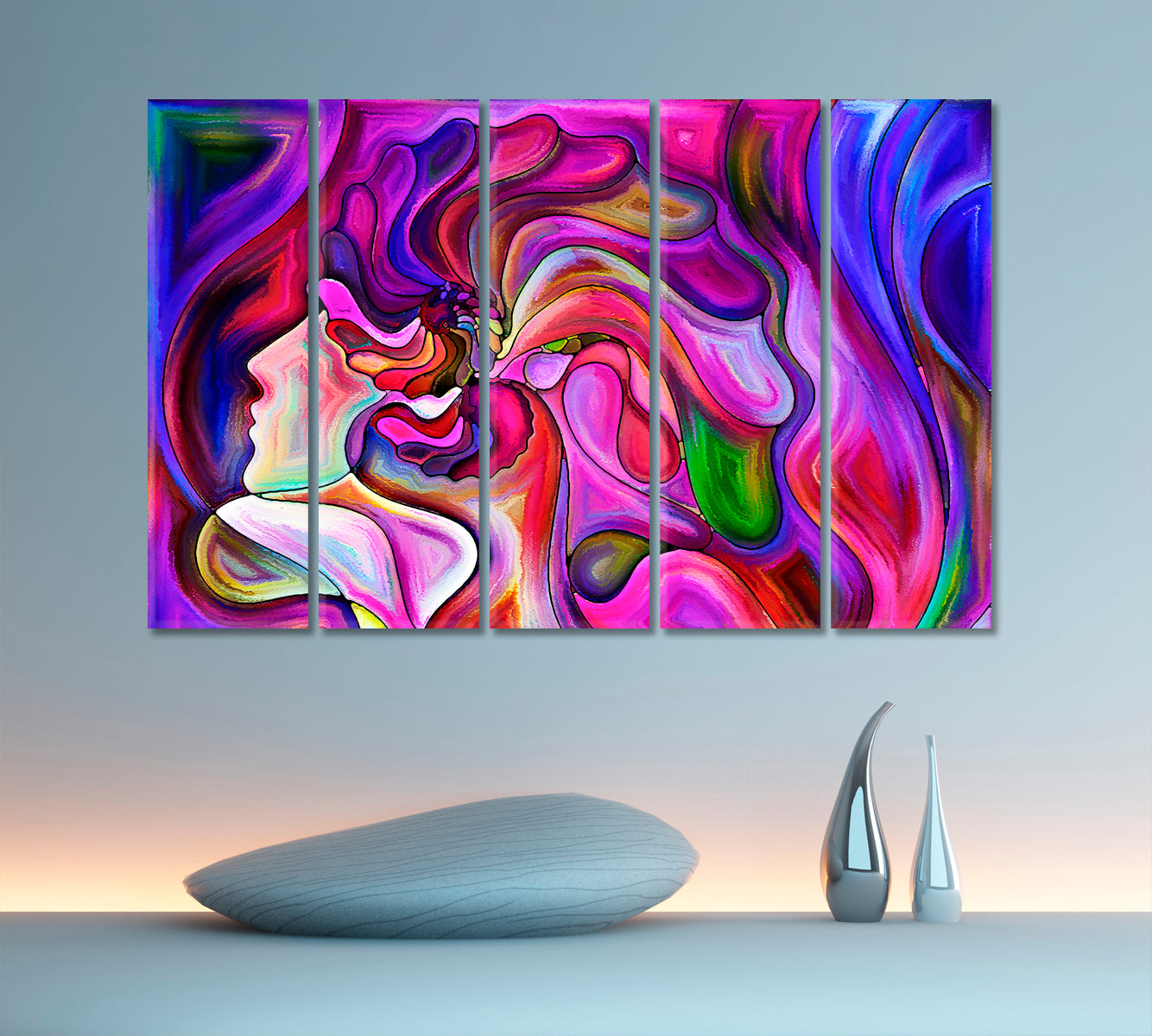 Vision In Colors And Lines Abstract Art Print Artesty 5 panels 36" x 24" 