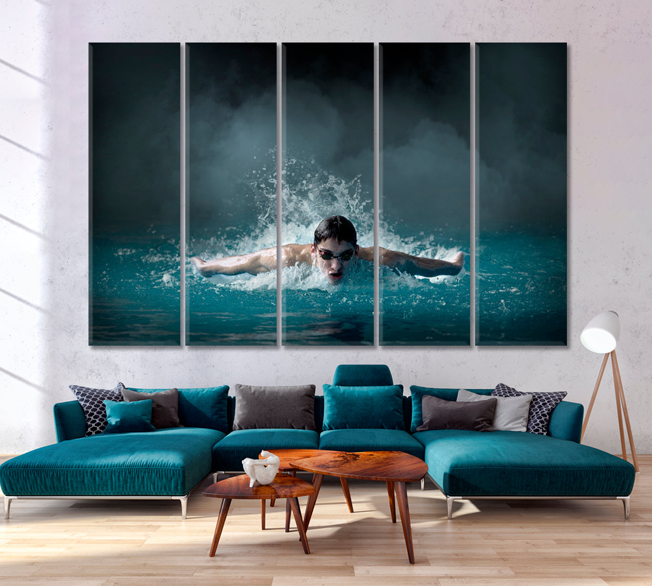 POWER Professional Swimmer Motivation Sport Poster Print Decor Artesty 5 panels 36" x 24" 