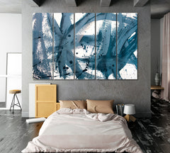 Gray On White Contemporary Abstract Artistic Brush Stroke Painting Contemporary Art Artesty 5 panels 36" x 24" 