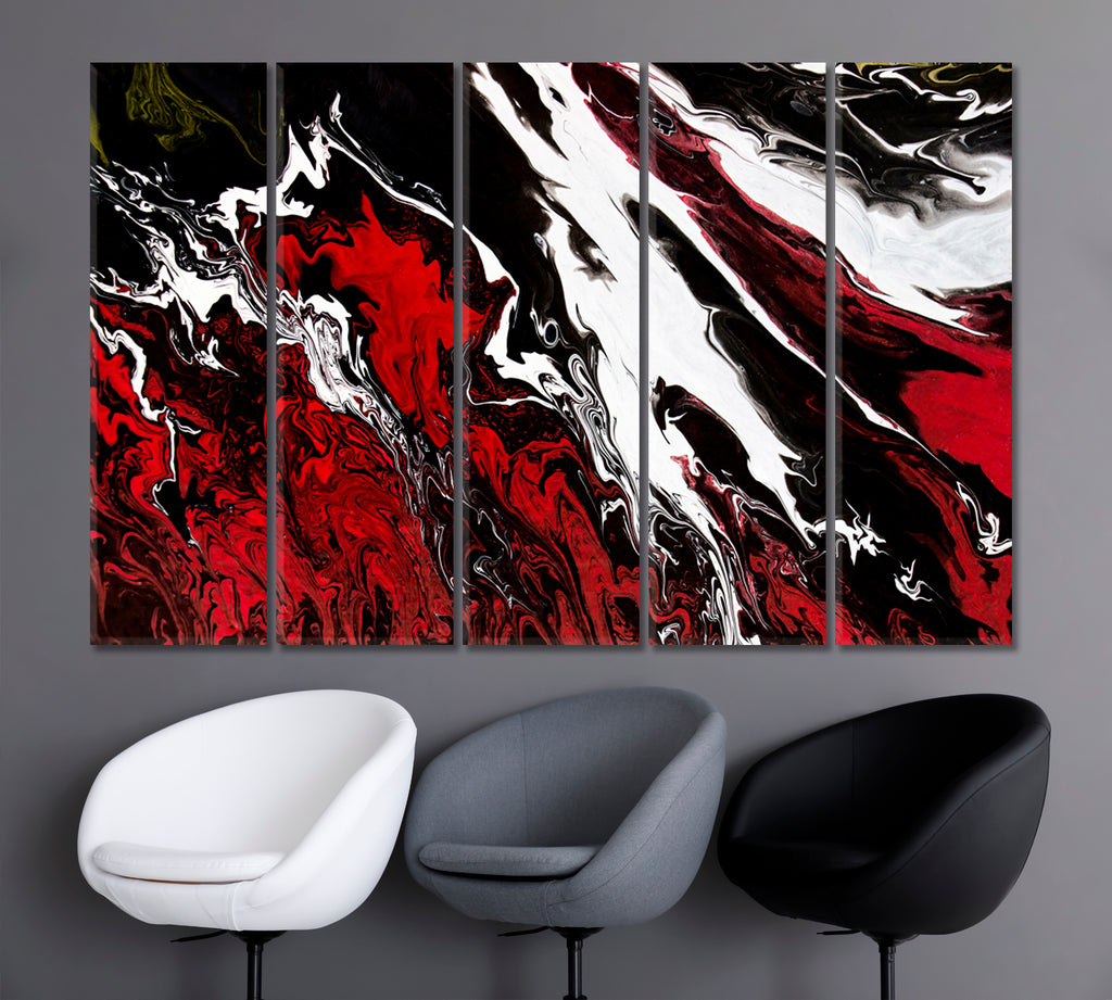 Black, White Red Abstract Contemporary Fluid Pattern Giclée Print - Artesty.com