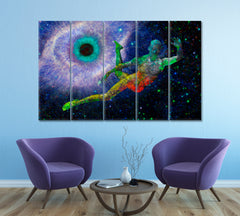 Deep Space Galaxy in Eye Shape Celestial Home Canvas Décor Artesty 5 panels 36" x 24" 