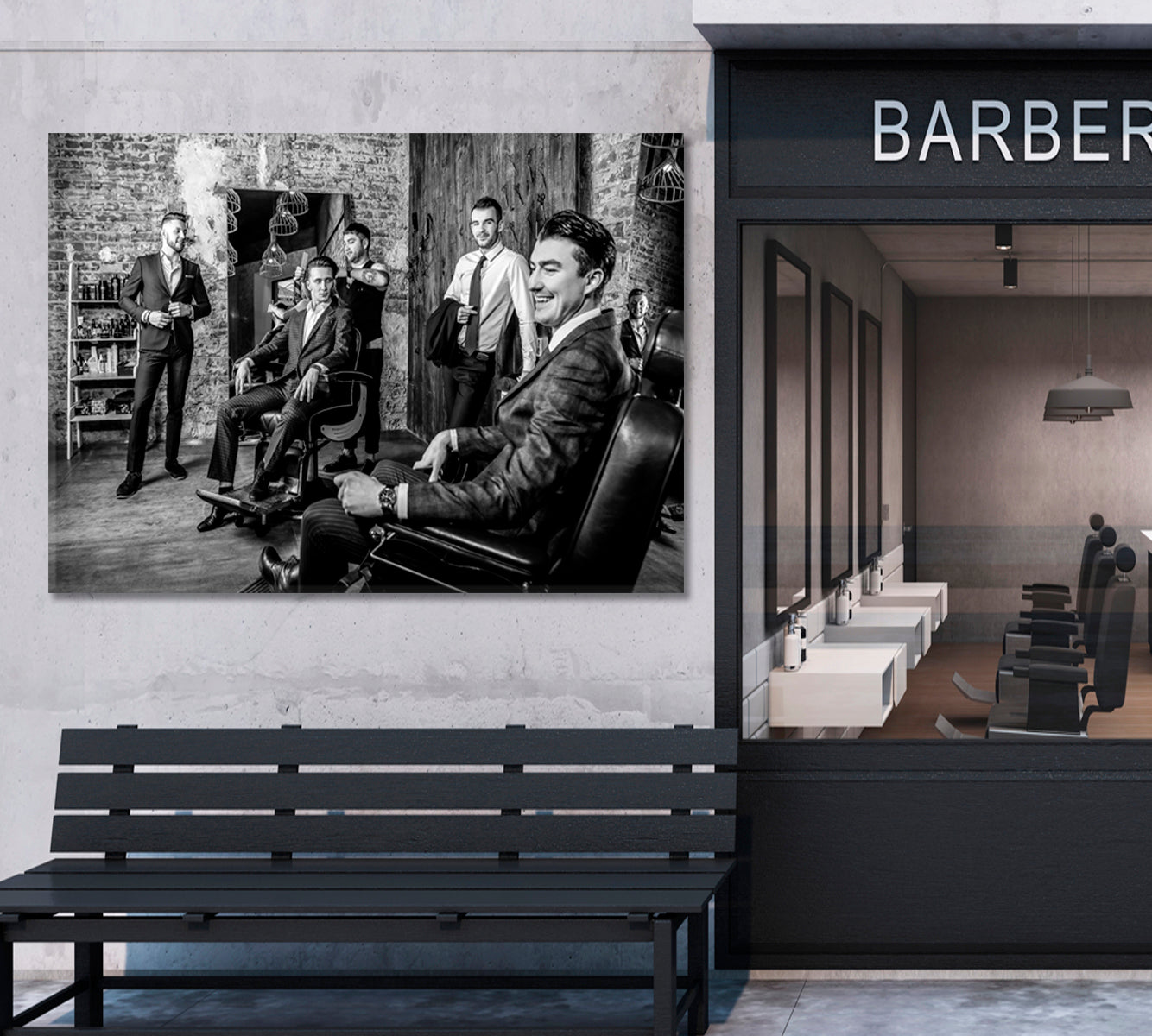 Elegant Man Barbershop Black-white Beauty Salon Artwork Prints Artesty   