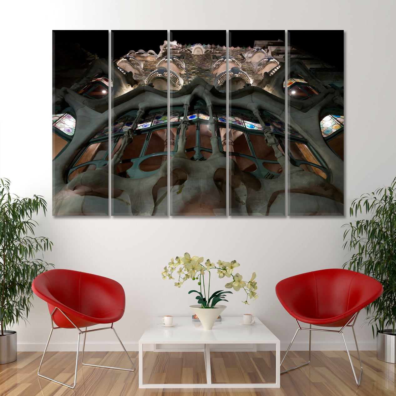 BARCELONA SPAIN Casa Batllo Facade Famous Antoni Gaudi Building Famous Landmarks Artwork Print Artesty 5 panels 36" x 24" 