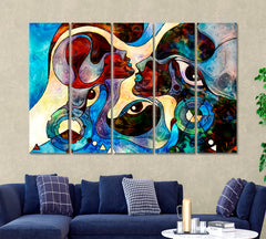 Surreal Abstract Design Stained Glass Pattern Surreal Fantasy Large Art Print Décor Artesty 5 panels 36" x 24" 