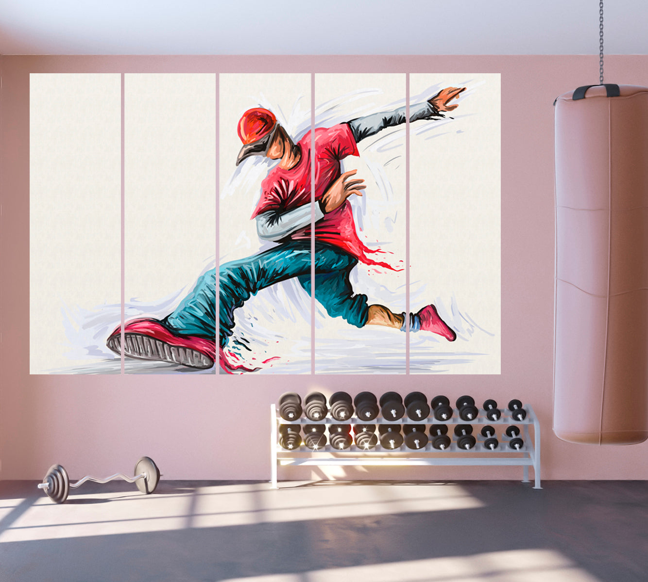 Boy Hip Hop Dance Rap Music Kids Teenager Active Life Concept Fine Art Canvas Print Kids Room Canvas Art Print Artesty 5 panels 36" x 24" 