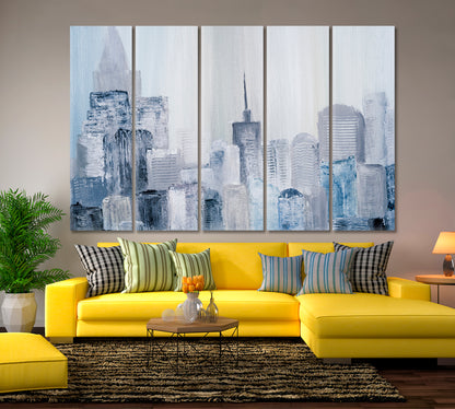 Abstract Urban Grunge City Cities Wall Art Artesty 5 panels 36" x 24" 