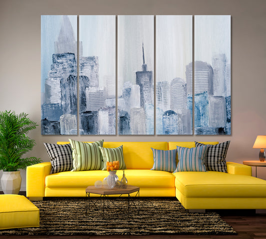 Abstract Urban Grunge City Cities Wall Art Artesty 5 panels 36" x 24" 