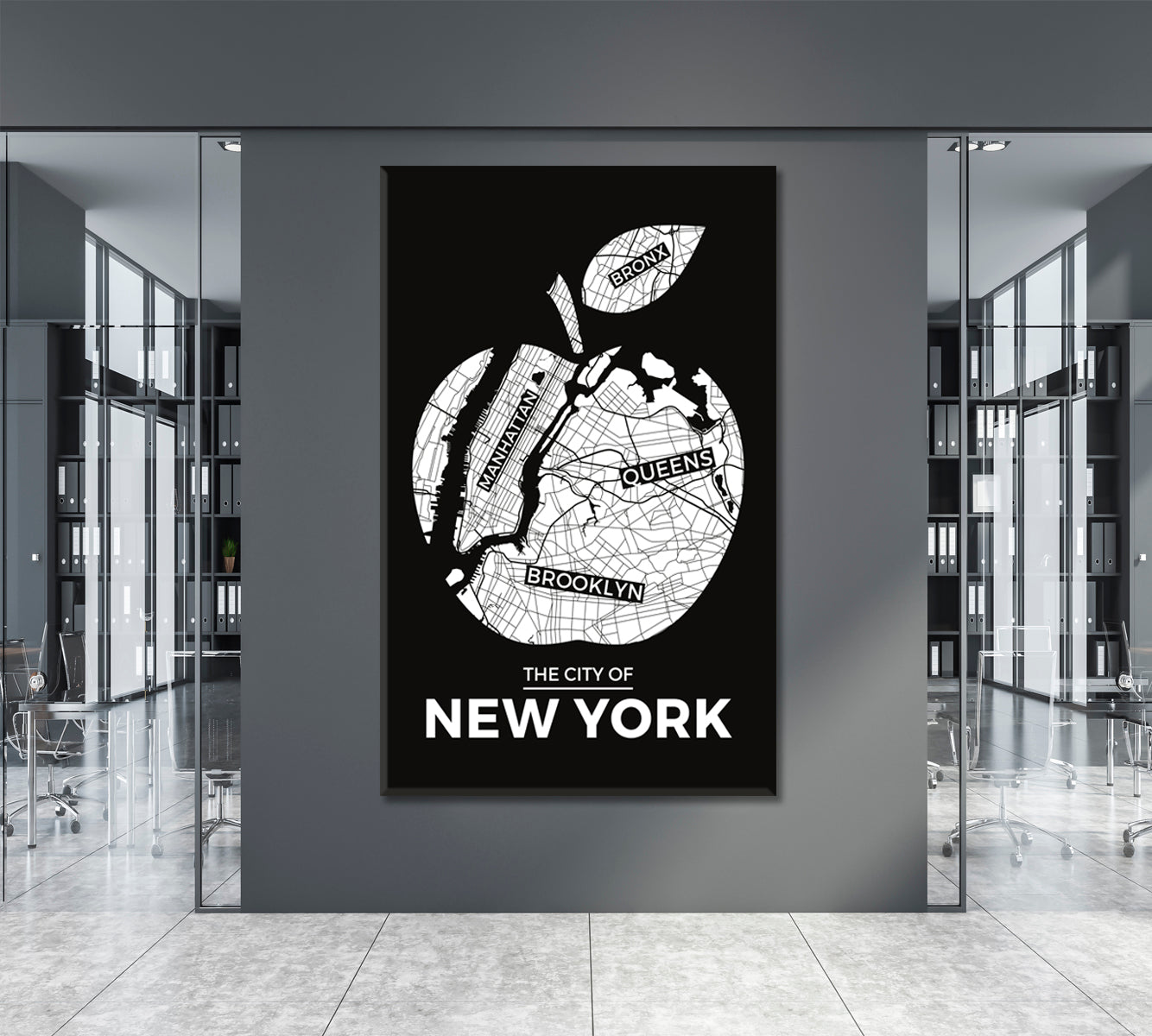 New York Big Apple Shape City Map Maps Canvas Artwork Artesty   