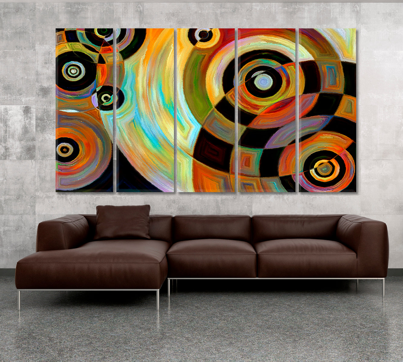 Vivid Abstraction Lines Shapes and Color Patterns Abstract Art Print Artesty 5 panels 36" x 24" 