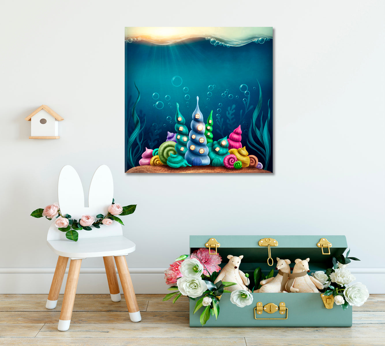 ART FOR KIDS Underwater Kingdom And Shells Kids Room Canvas Art Print Artesty   