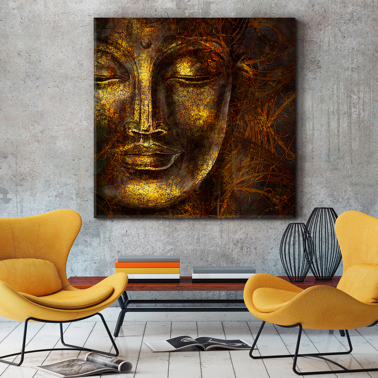 Abstract Buddha Money Magnet Religious Modern Art Artesty 1 Panel 12"x12" 