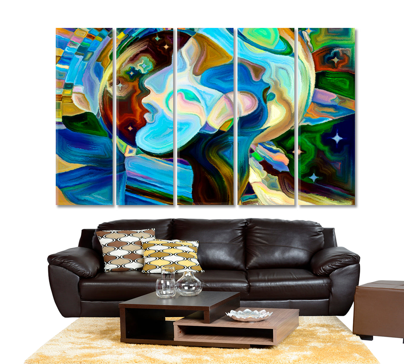 Looking Into Universe Consciousness Art Artesty 5 panels 36" x 24" 