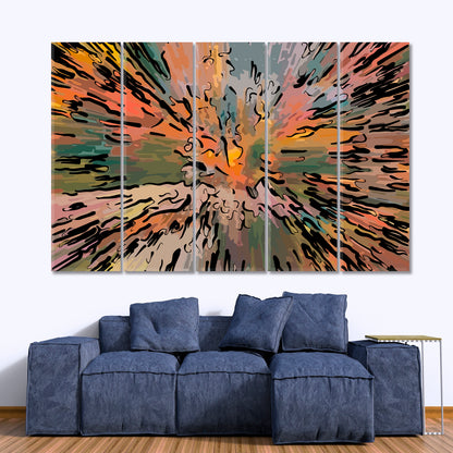 MODERN ART Orange Pale Green Abstract Chaotic Blurred Strokes Abstract Art Print Artesty   