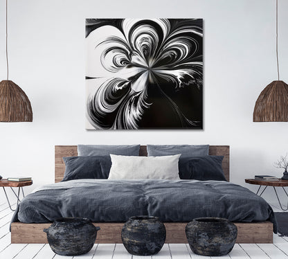 Black And White Abstract Poster Fluid Art, Oriental Marbling Canvas Print Artesty   