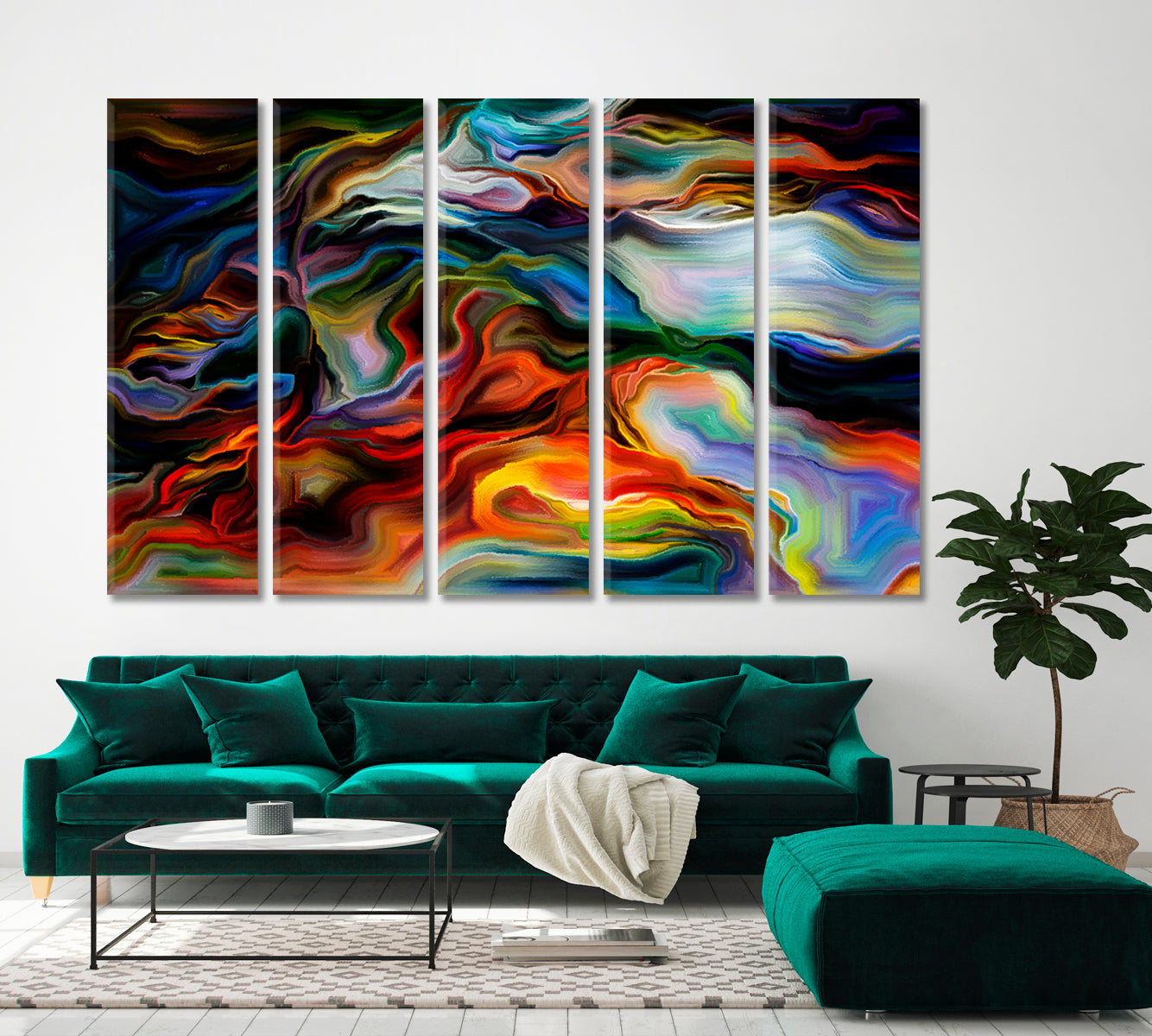 Abstract Art and Nature Abstract Art Print Artesty 5 panels 36" x 24" 