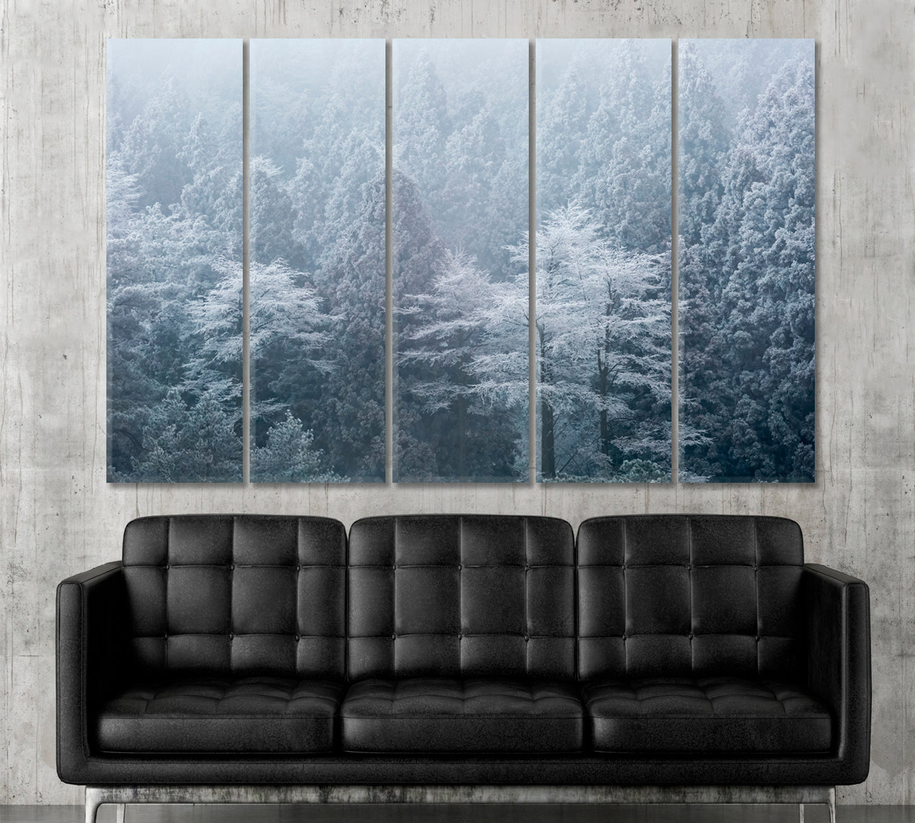 MISTY ENCHANTED MAGICAL FOREST Openwork Crown Lace Trees Nature Wall Canvas Print Artesty 5 panels 36" x 24" 