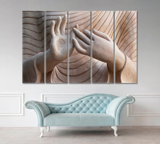 Two Hand of Buddha Buddhist Mudra Religious Modern Art Artesty 5 panels 36" x 24" 